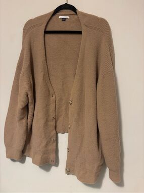 American Eagle Outfitters Tan Knit Button-Front Cardigan